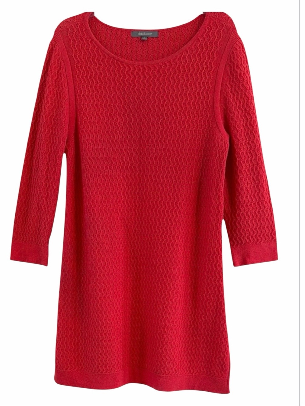 Daisy Fuentes Clementine Textured Knit Sweater Mini Dress Poppy Red Large L